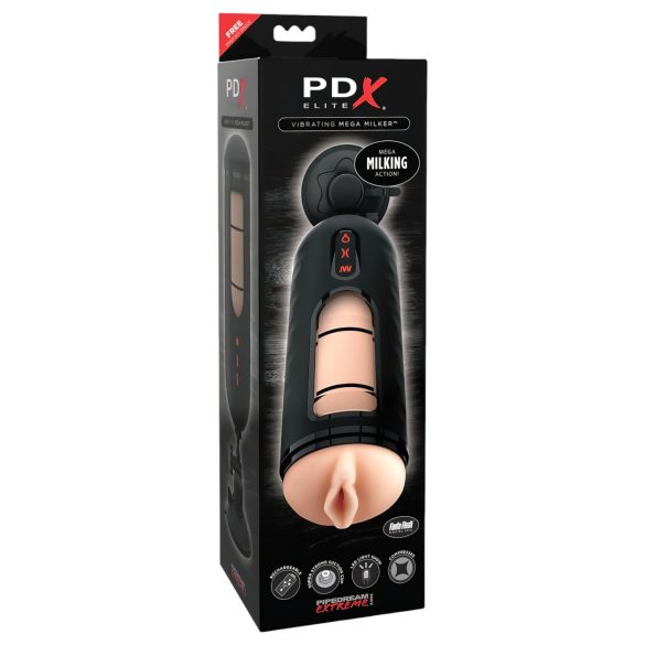 PDX Elite Mega Milker - Masturbador vibrante para hombres (negro)