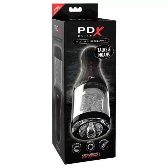 PDX Elite - masturbador masculino automático - silicona transparente-negro