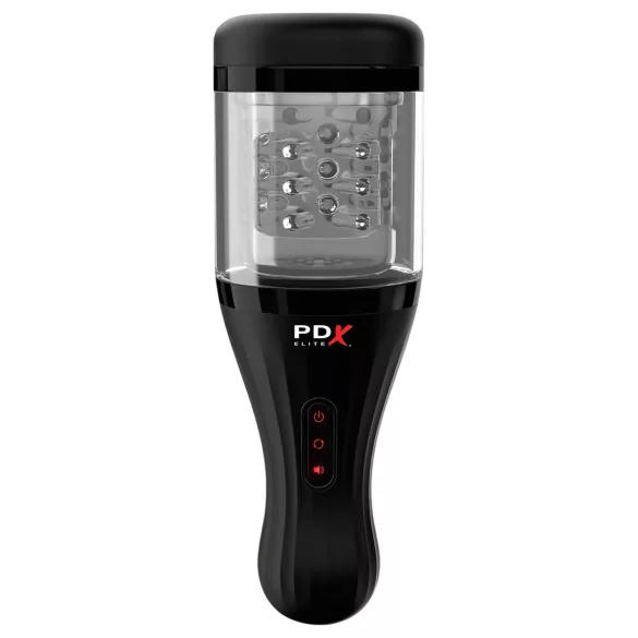 PDX Elite - masturbador masculino automático - silicona transparente-negro