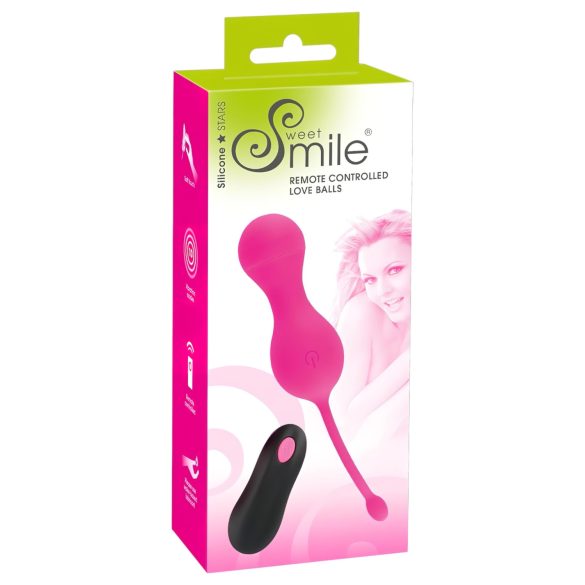 SMILE Bolas de Amor - huevo vibrador con control remoto, recargable (rosa)