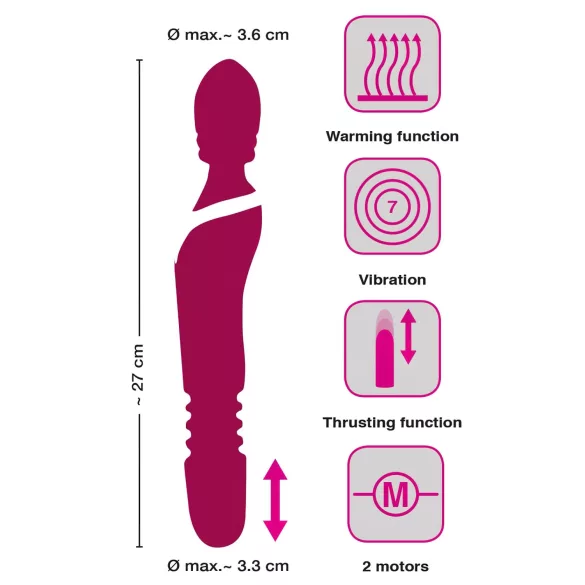 Javida Thrusting - vibrador masajeador 3 en 1 (rojo)