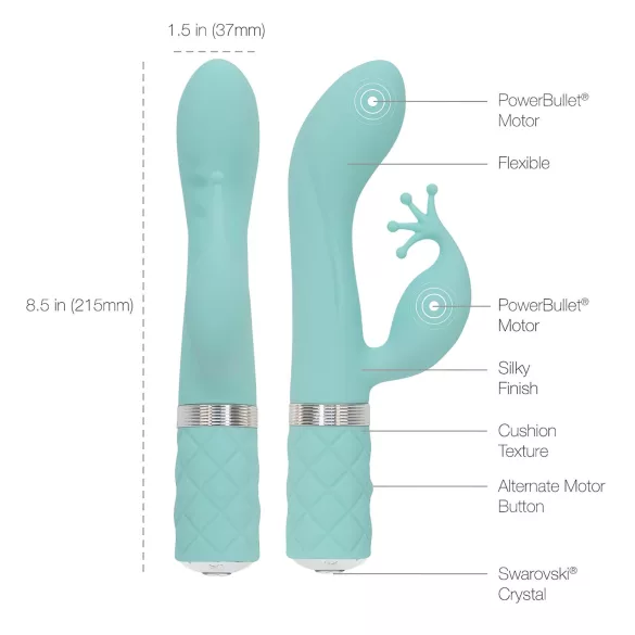Pillow Talk Kinky - vibrador de punto G recargable con 2 motores (turquesa)