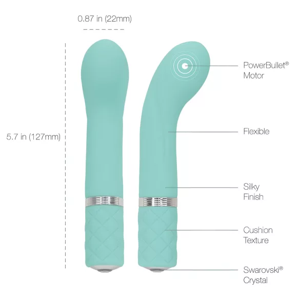 Pillow Talk Racy - vibrador punto G recargable estrecho - silicona turquesa
