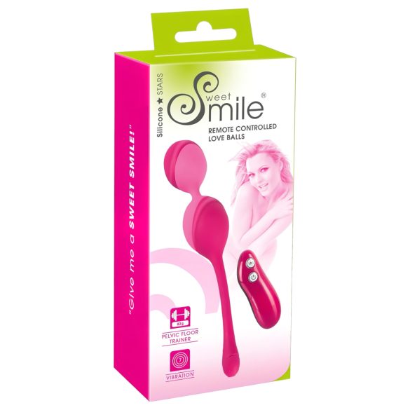 SMILE Bolas del Amor - huevo vibrador con radio -82g (rosa)