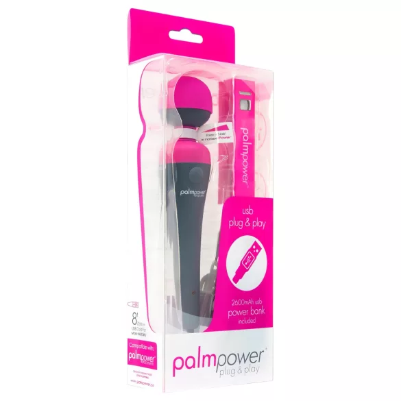 PalmPower - masajeador vibrador recargable USB - silicona rosa gris