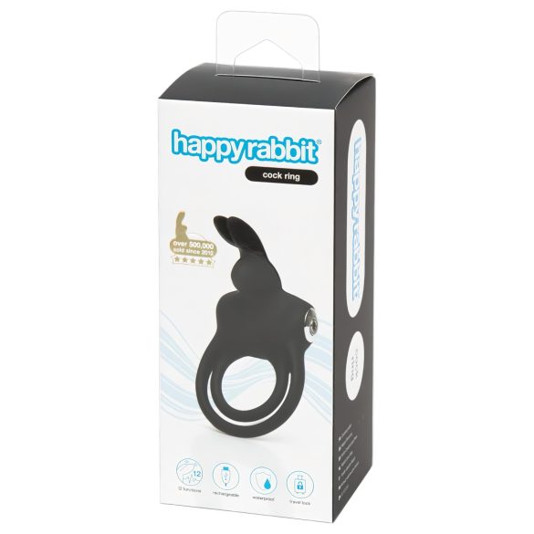 Anillo Vibrador Happyrabbit - resistente al agua, recargable (negro)