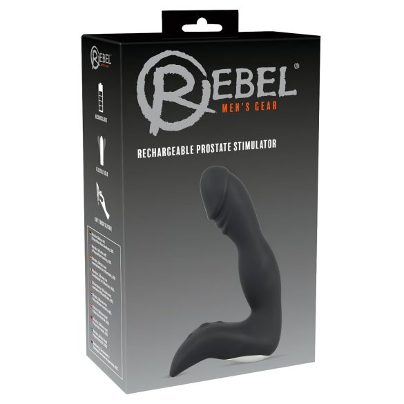 Rebel - Vibrador prostático recargable con forma de pene (negro)