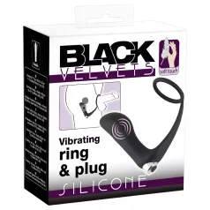   Black Velvets - anillo peneano con vibrador anal - silicona negra