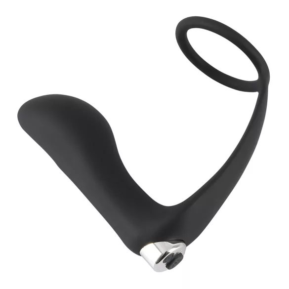 Black Velvets - anillo peneano con vibrador anal - silicona negra