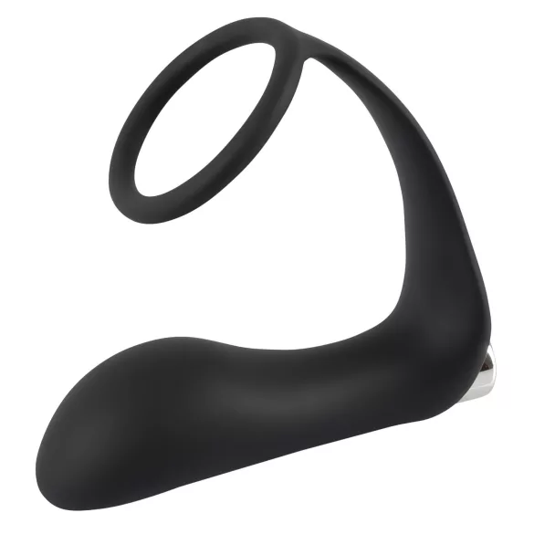 Black Velvets - anillo peneano con vibrador anal - silicona negra