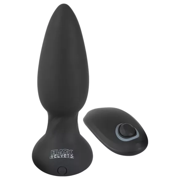 Black Velvets - consolador anal vibrador rotatorio con perlas - silicona negra