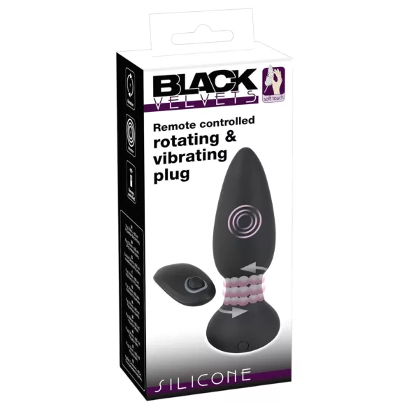 Black Velvets - consolador anal vibrador rotatorio con perlas - silicona negra