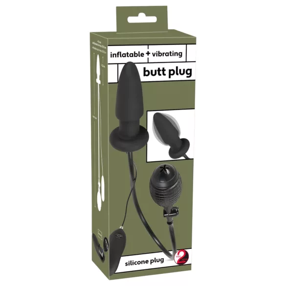 You2Toys - plug anal inflable con vibración - silicona negra