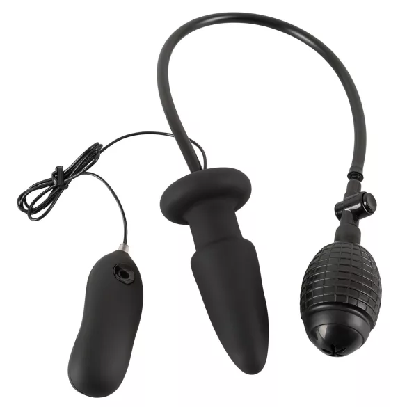 You2Toys - plug anal inflable con vibración - silicona negra