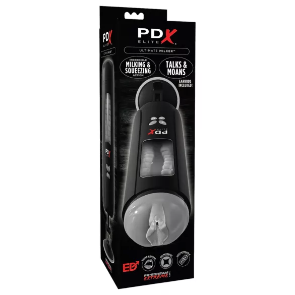 PDX Ultimate Milker - masturbador masculino succionador vibrador - negro