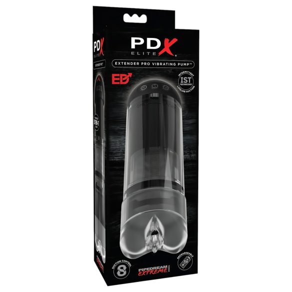 PDX Elite Extender Pro - masturbador succionador vibrador recargable (negro)