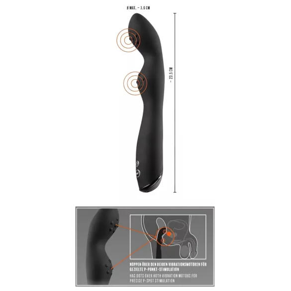 Rebel - Vibrador prostático doble motor - silicona negra