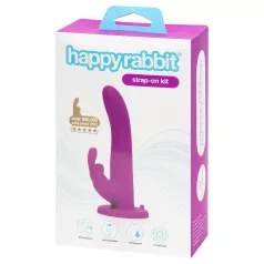   Happyrabbit Strap-On - arnés con vibrador tipo conejo y brazo para el clítoris (lila)