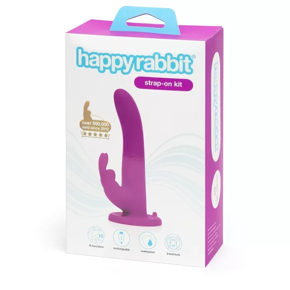 Happyrabbit - Arnés con vibrador conejo - silicona lila