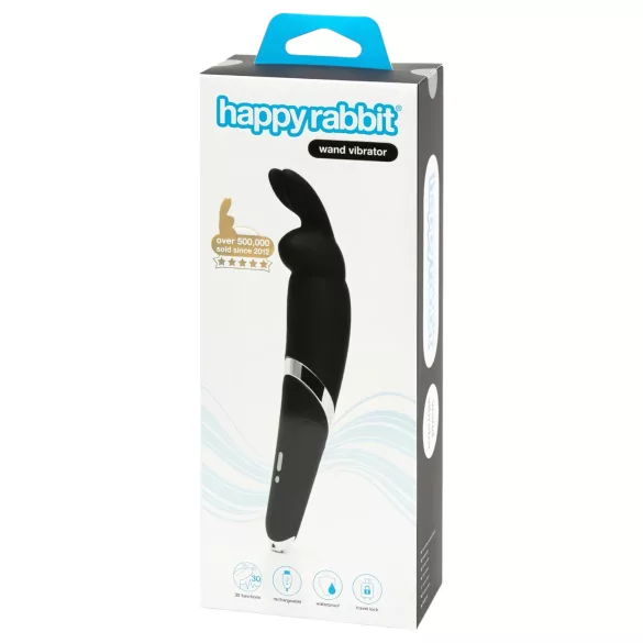 Happyrabbit - Varita vibradora recargable - masajeador - silicona negra