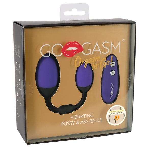 GoGasm Pussy & Ass - huevo vibrador doble - silicona lila y negro