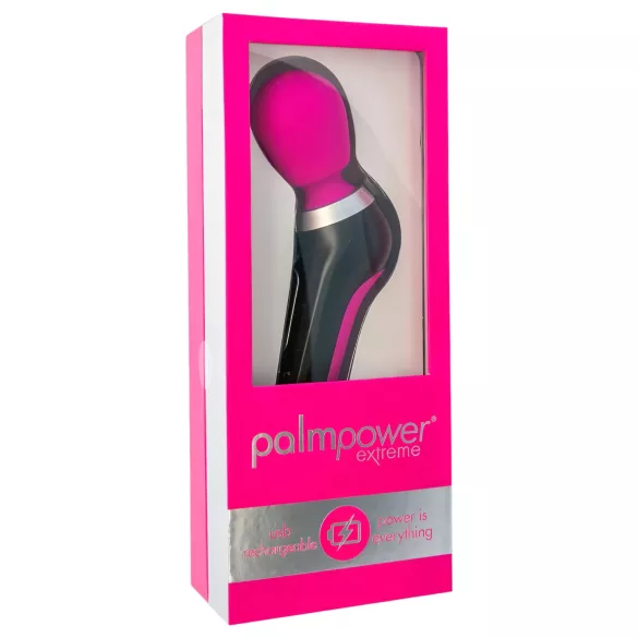 PalmPower Extreme Wand - vibrador masajeador recargable - silicona rosa y negro