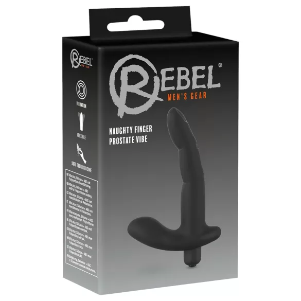 Rebel Naughty Finger - masajeador prostático vibrador - silicona negra
