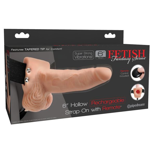 Arnés Fetish 6 - Consolador hueco con vibración (color piel)