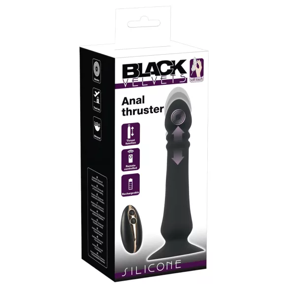 Black Velvets - vibrador anal negro recargable con función de empuje