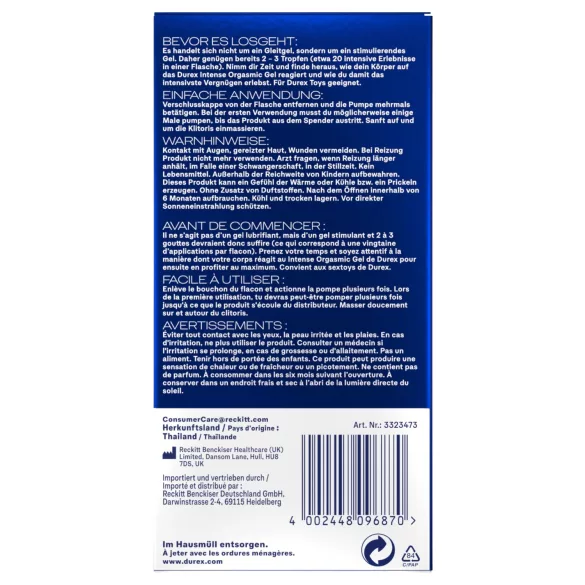 Durex Intense Orgasmic - gel estimulante del clítoris (10 ml)