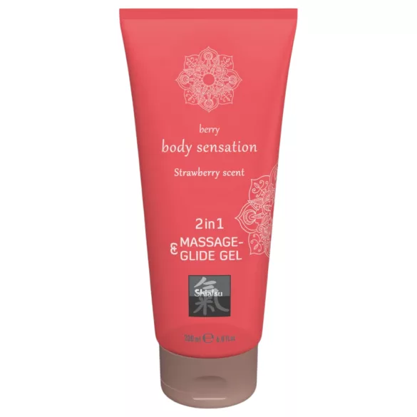 HOT - Shiatsu 2 en 1 aroma de fresa - lubricante para masaje - fresa (200 ml)