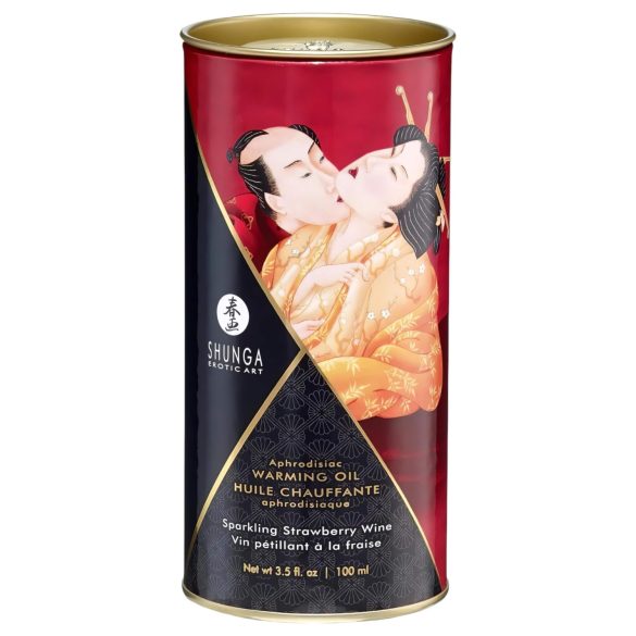 Shunga - aceite de masaje efecto calor - champán fresa - 100 ml
