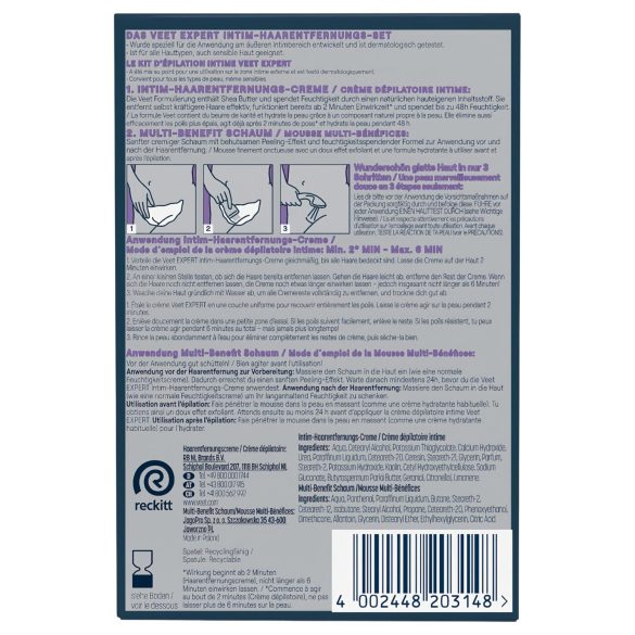 Veet - crema depilatoria íntima y espuma hidratante para mujer (2 x 50 ml)