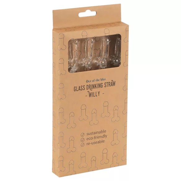 Straw Willy - pajilla con pene - transparente - set de 4 unidades