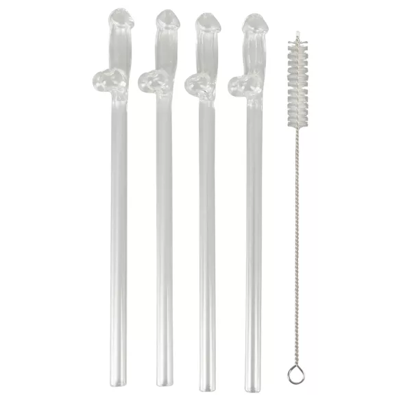 Straw Willy - pajilla con pene - transparente - set de 4 unidades
