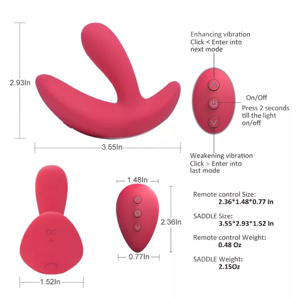 Cotoxo Saddle - masajeador prostático con mando - silicona roja