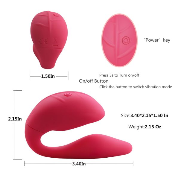 Cotoxo Cupid 2 - vibrador para pareja con control remoto - silicona roja