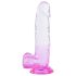 Dildo Con Ventosa Y Testículos 22cm Transp. Lila