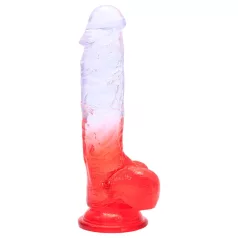   Sunfo - consolador con ventosa y testículos - 21cm - transparente rojo