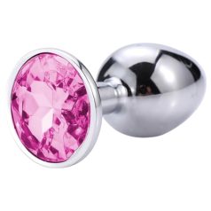 Sunfo - plug anal metálico - joya rosa - color plata