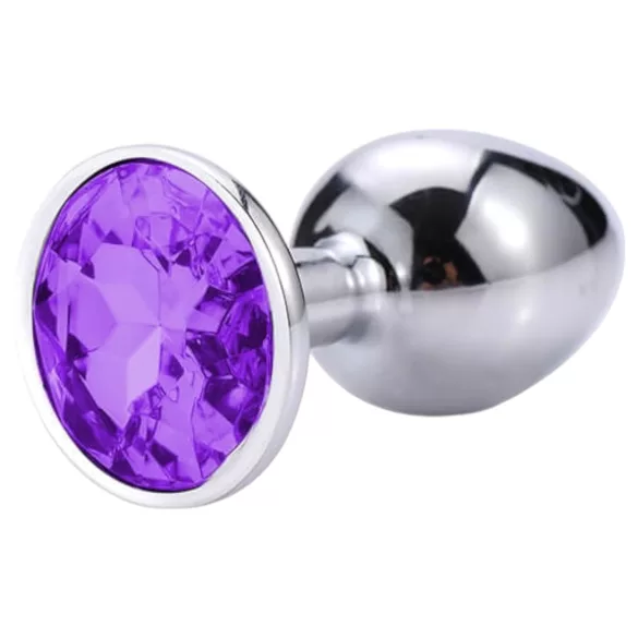 Sunfo - plug anal metálico - piedra lila - color plata