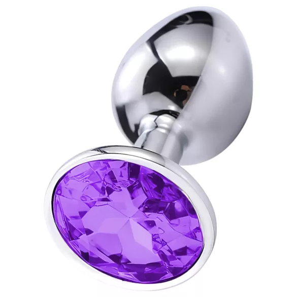 Sunfo - plug anal metálico - piedra lila - color plata
