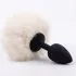 Sunfo - plug anal con cola de conejo - silicona - negro y blanco