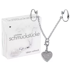   Intim ékszer - Piercing íntimo con corazón de strass - plateado
