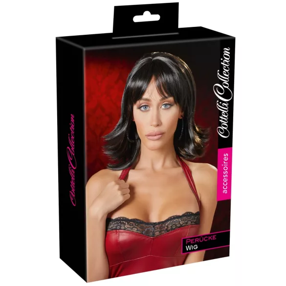 Cottelli - peluca lisa negra para mujer, accesorio de disfraz