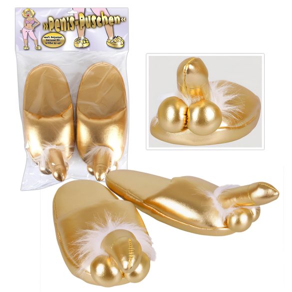 Zapatillas Divertidas con Diseño de Pene - Oro