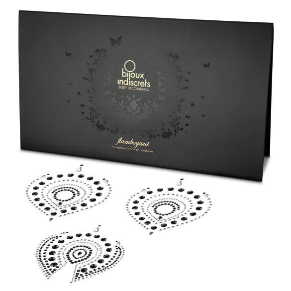 Set de joyas íntimas con diamantes brillantes - 3 piezas (negro)