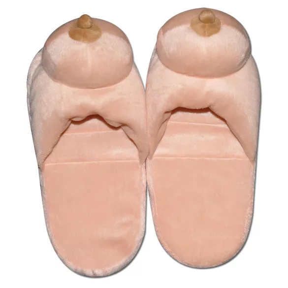 Zapatillas de peluche color natural con forma de pecho