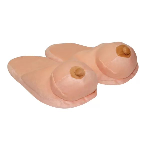 Zapatillas de peluche color natural con forma de pecho