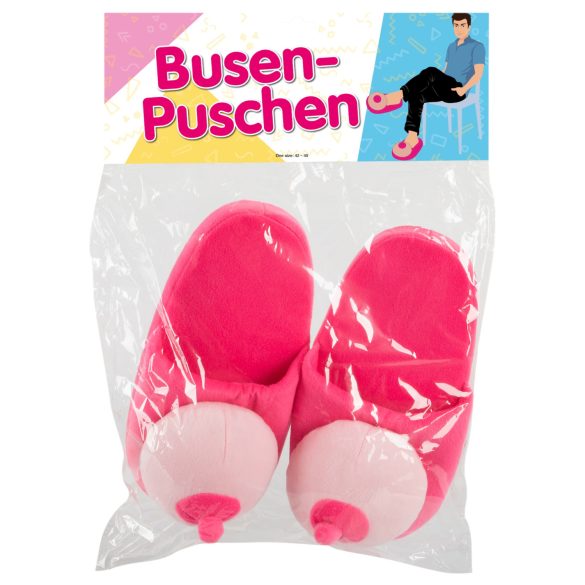 Zapatillas de peluche rosa con forma de pecho